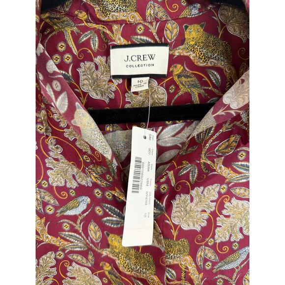 New J.Crew Collection sz 10 Silk  twill shirt jungle cat AS266 - Picture 5 of 5